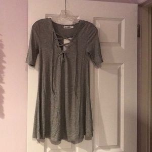 Gray lace up dress. Size small. Brand new!
